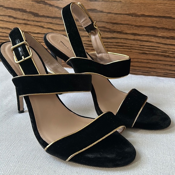 J.CREW PIPED VELVET DOUBLE-STRAP SANDALS, F8502, SIZE 8